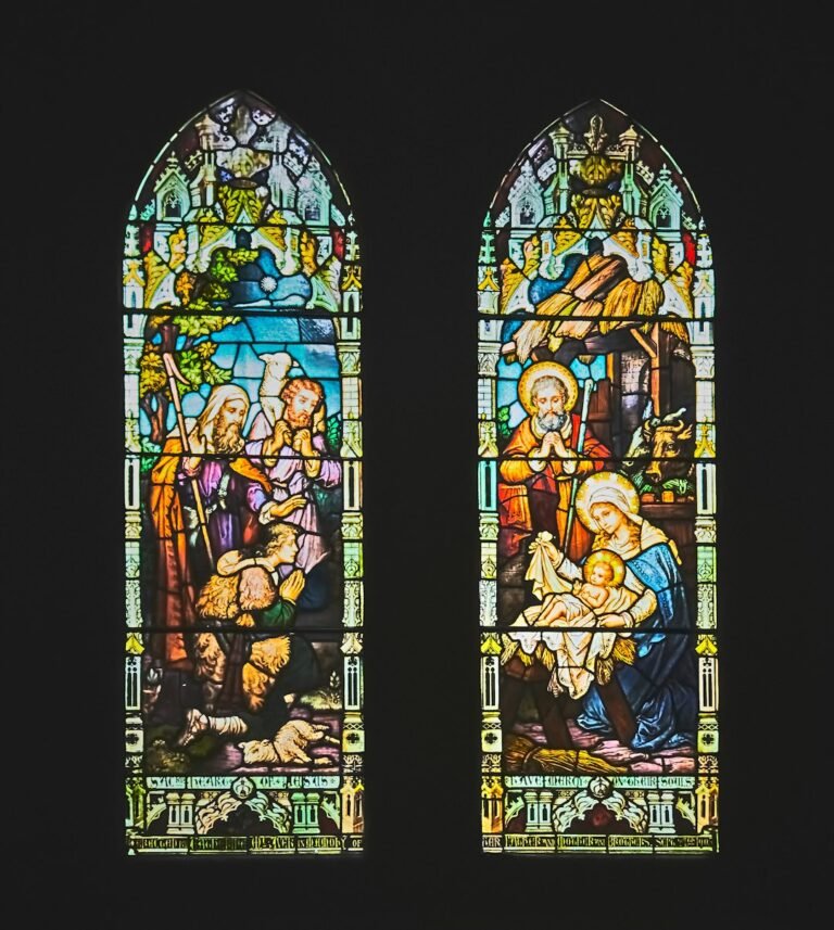 stained glass nativity scene
